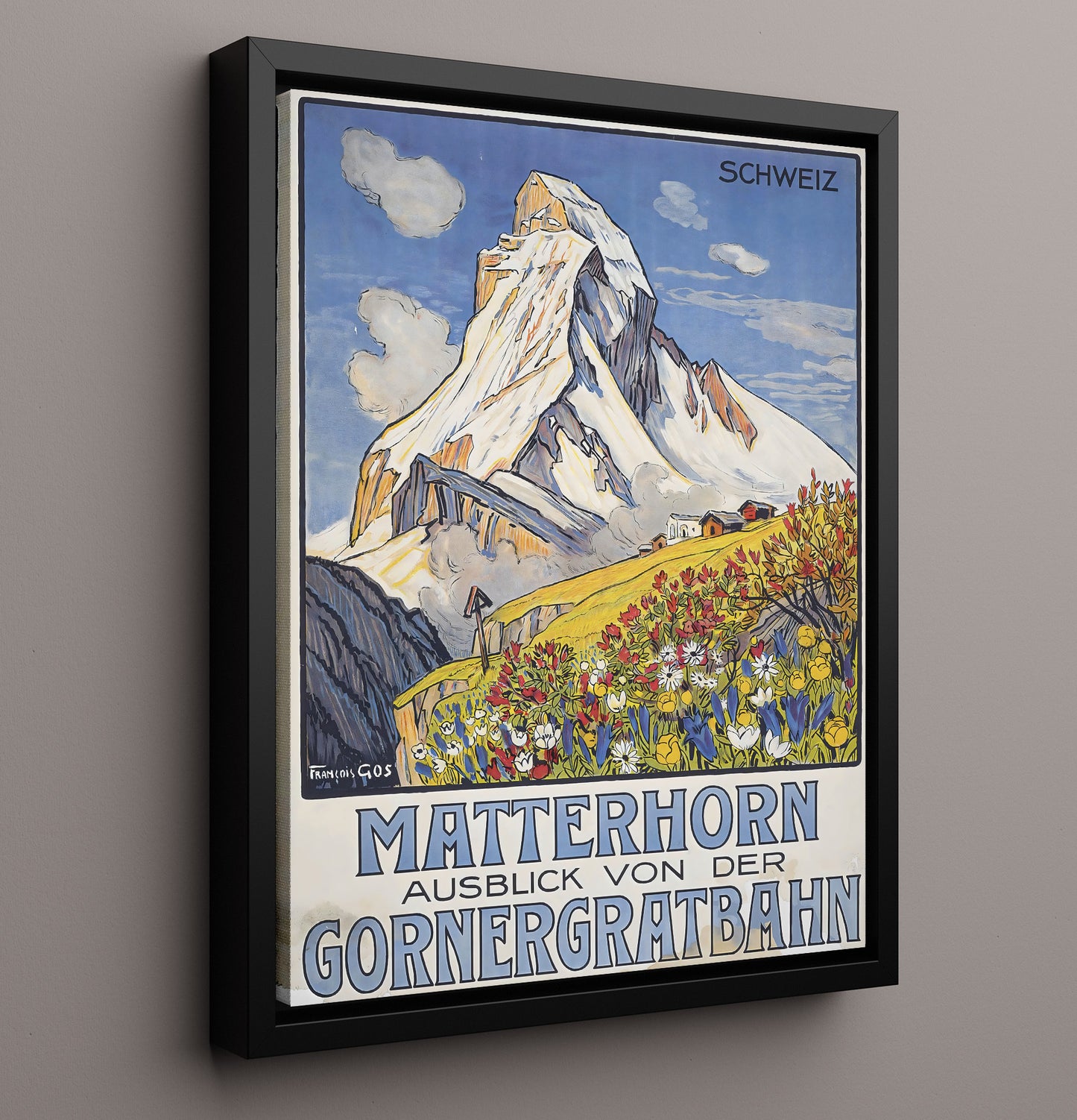 Matterhorn Gornergratbahn Vintage Travel Print 16x20 Framed Canvas travel wall art print