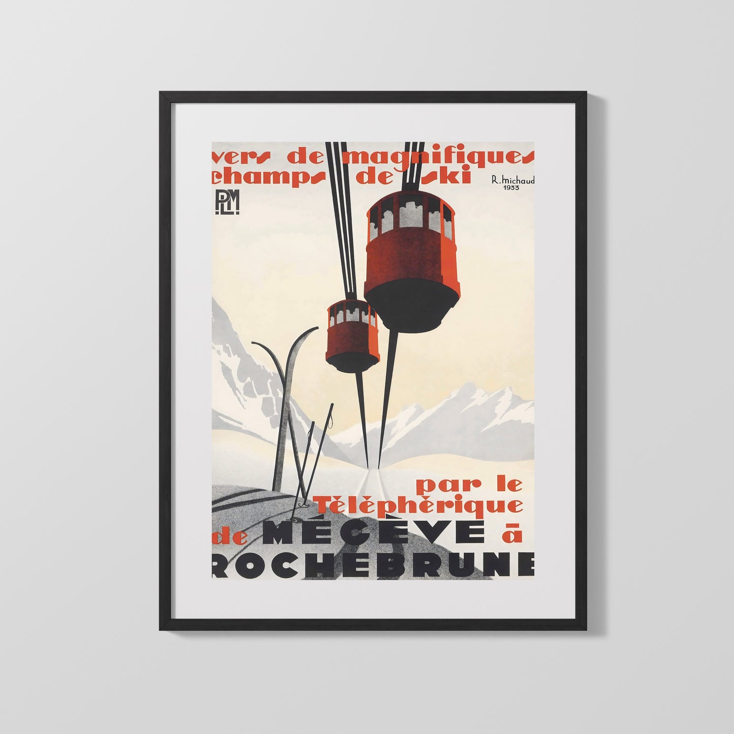 Classic Travel Poster - Megeve Rochebrune - Cable Car