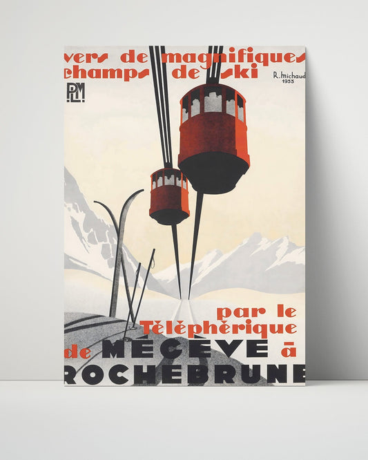 Classic Travel Unframed Poster -  Megeve Rochebrune - Cable Car