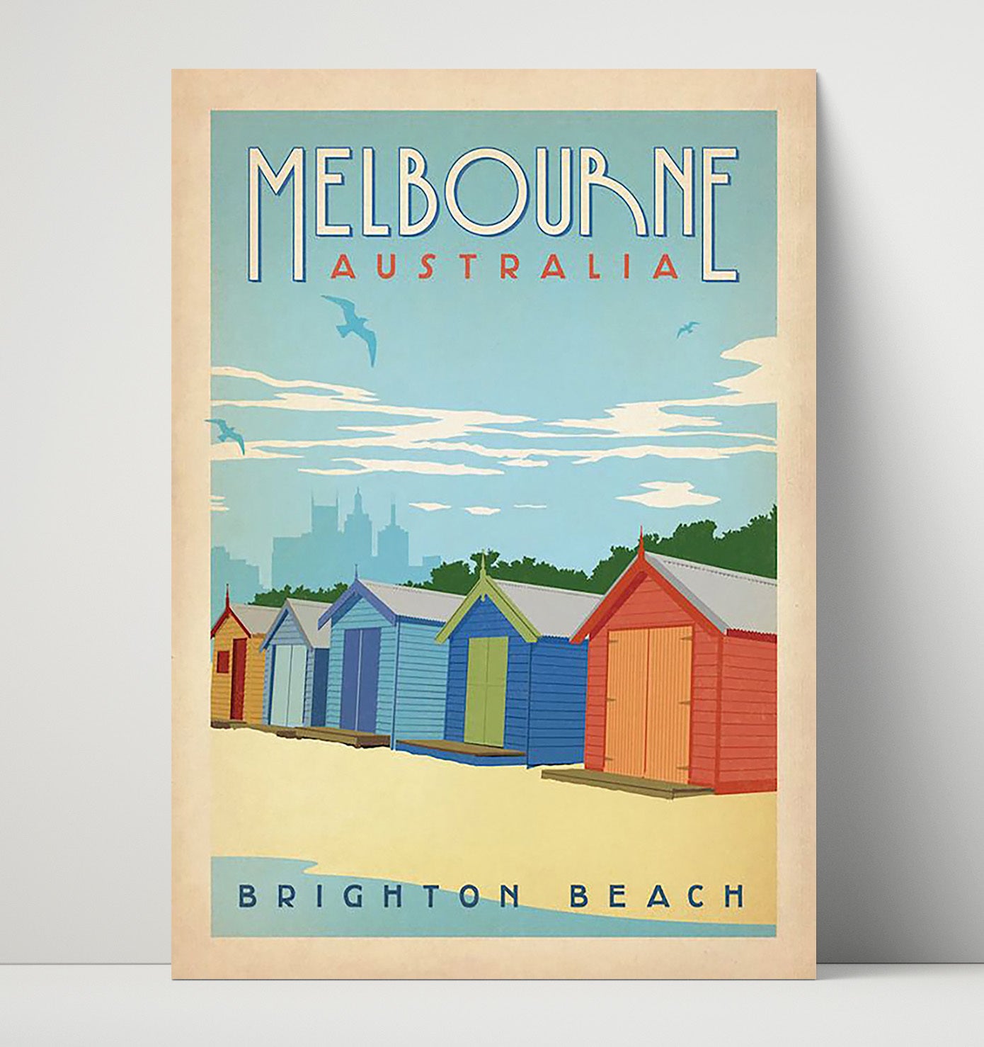 Melbourne Brighton Beach Vintage Travel Print 16x20 Unframed Print travel wall art print