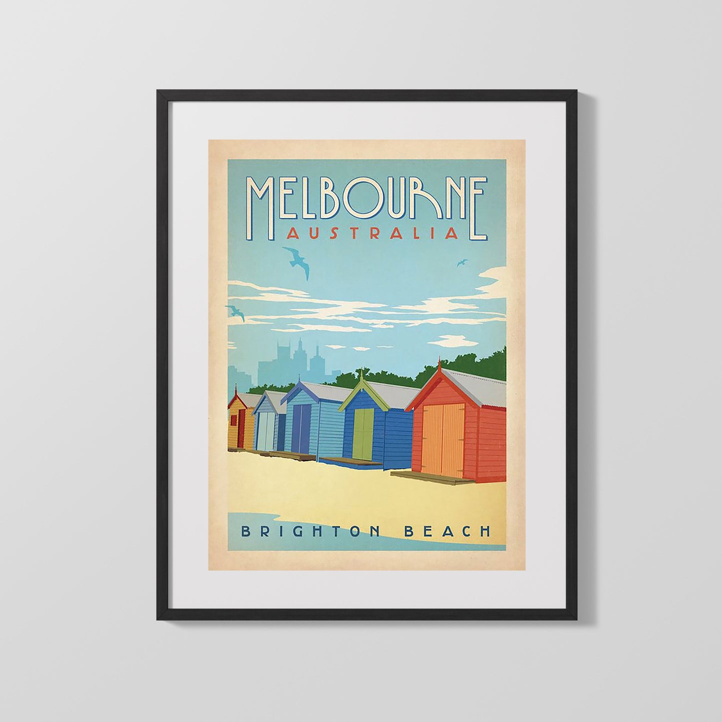 Classic Travel Poster - Melbourne - Brighton Beach
