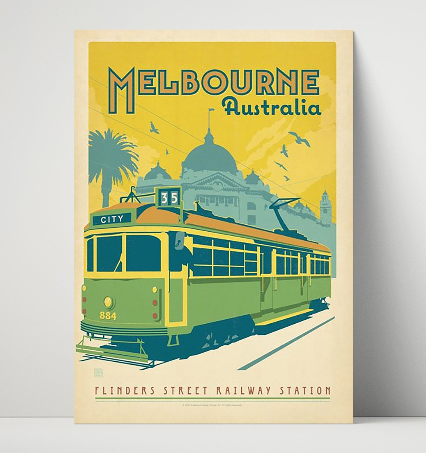 Melbourne City Circle Tram and Flinders Street Station Vintage Travel Print 16x20 Unframed Print travel wall art print