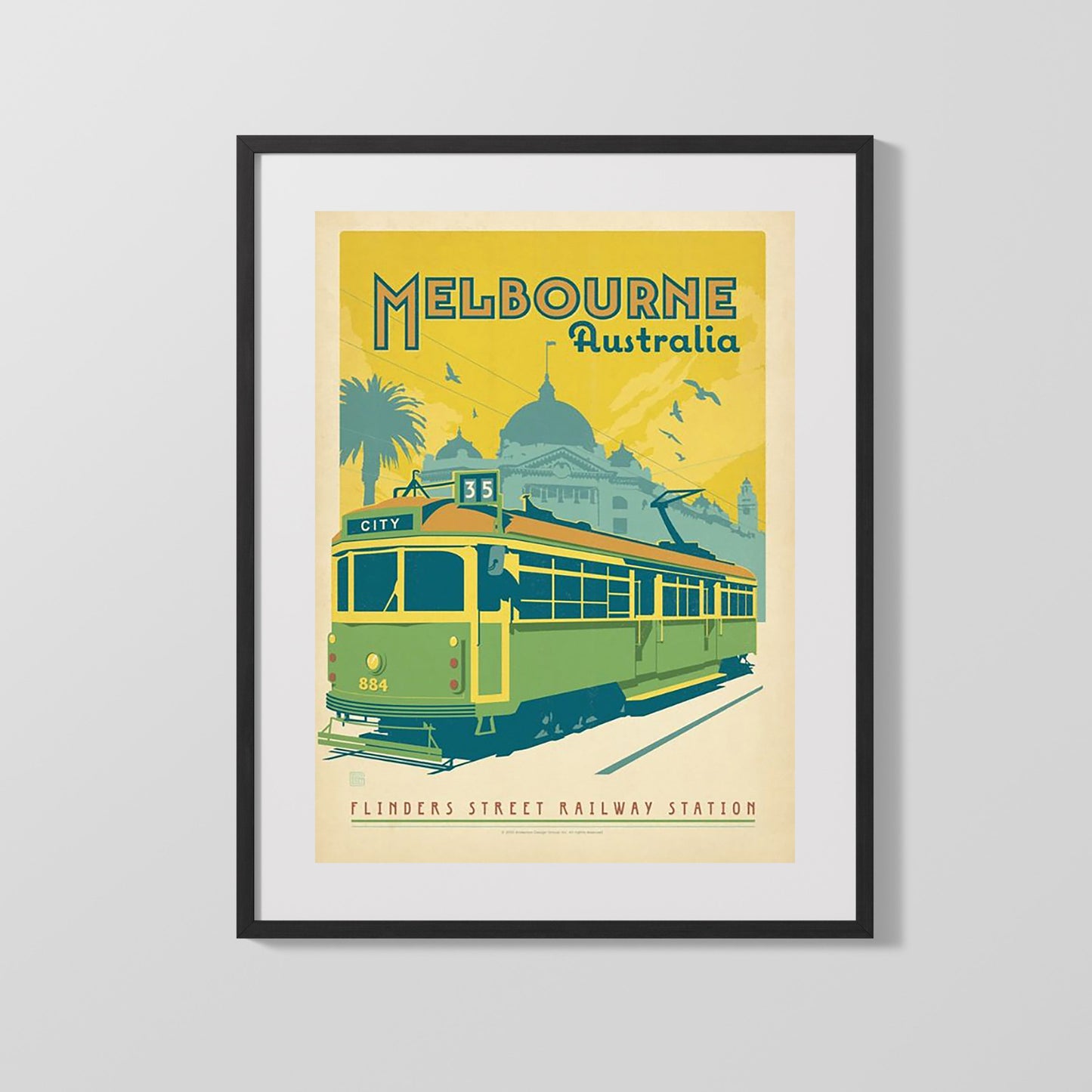 Classic Travel Poster - Melbourne - City Circle Tram and Flinders Street Station