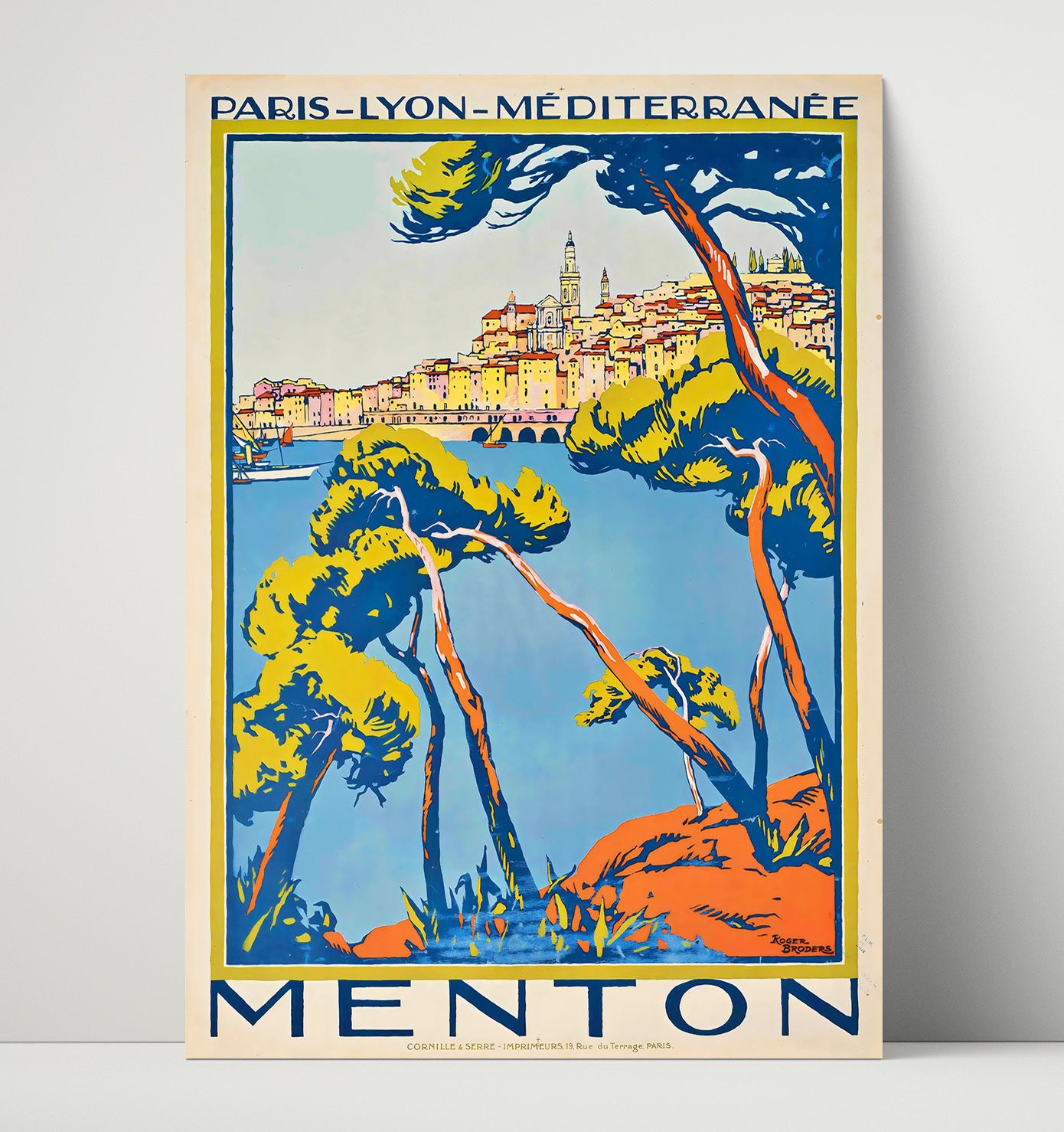 Menton French Riviera Vintage Travel Print 16x20 Unframed Print travel wall art print