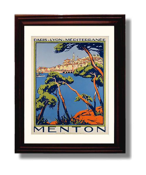 Menton Mediterranean travel poster wall art 8x10 Canvas