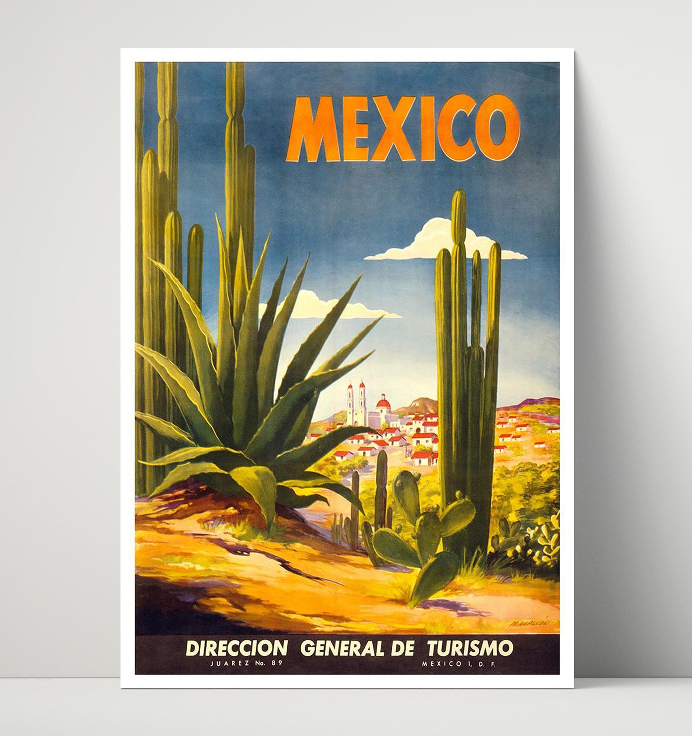 Mexico Cactus Tourism Vintage Travel Print 16x20 Unframed Print travel wall art print