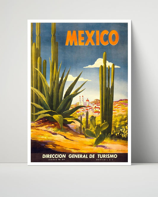 Classic Travel Unframed Poster -  Mexico - Cactus Tourism