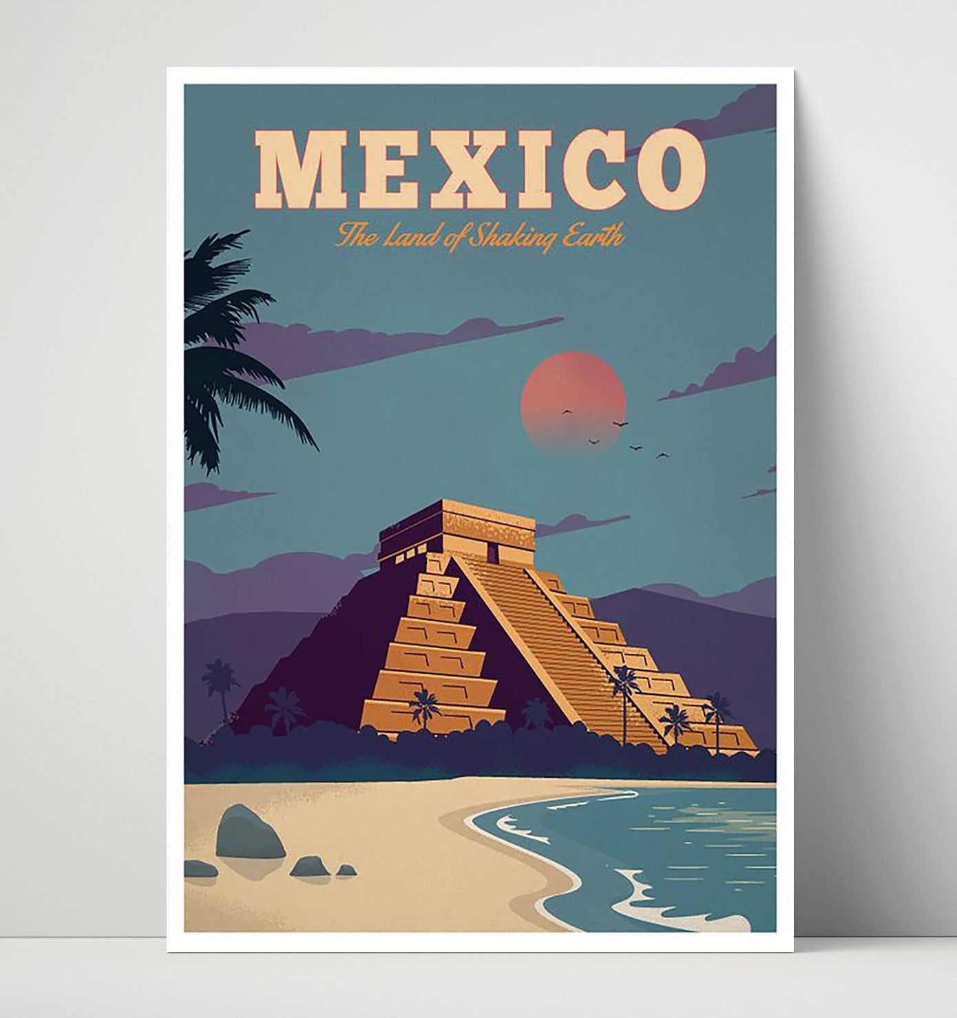 Mexico Chichen Itza Vintage Travel Print 16x20 Unframed Print travel wall art print