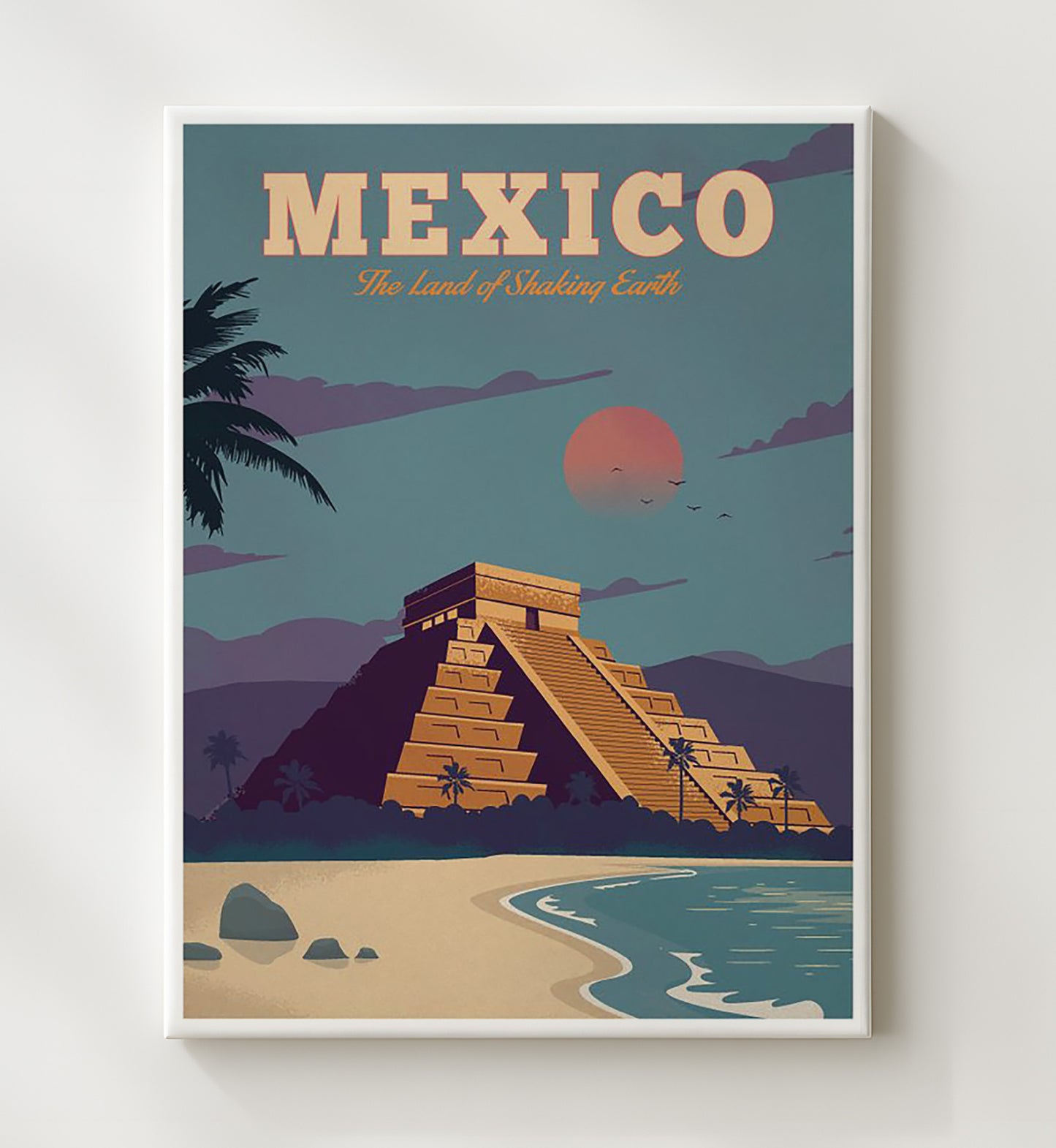 Mexico Chichen Itza Vintage Travel Print 20x24 Canvas travel wall art print