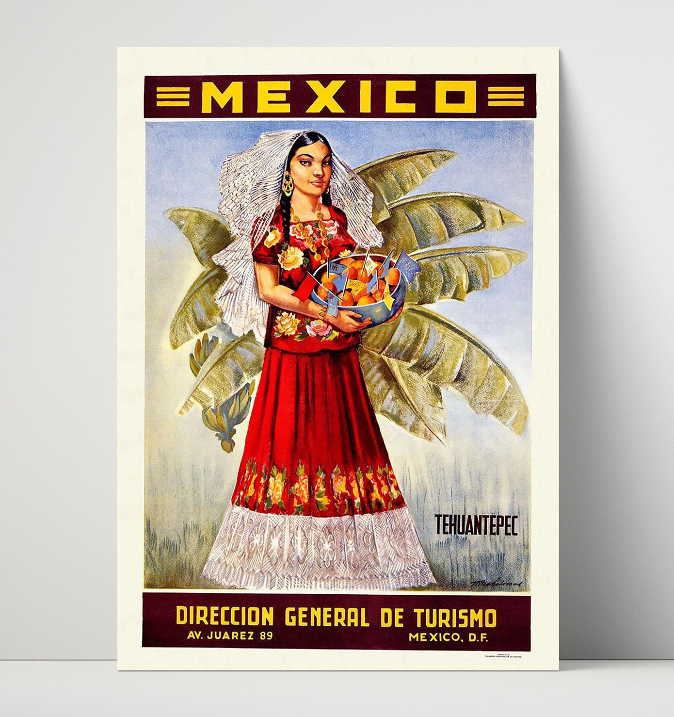 Mexico Tehuantepec Vintage Travel Print 16x20 Unframed Print travel wall art print