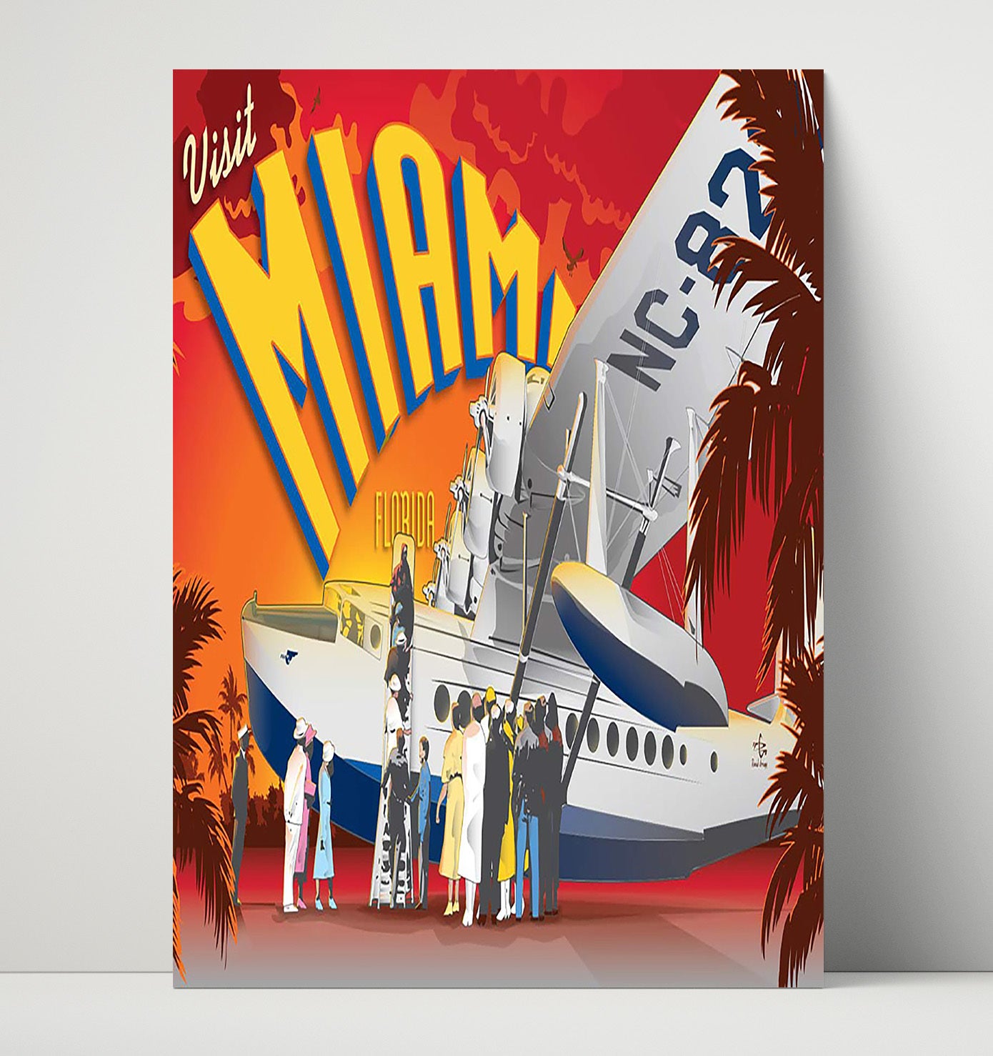 Miami Pan Am Seaplane Vintage Travel Print 16x20 Unframed Print travel wall art print