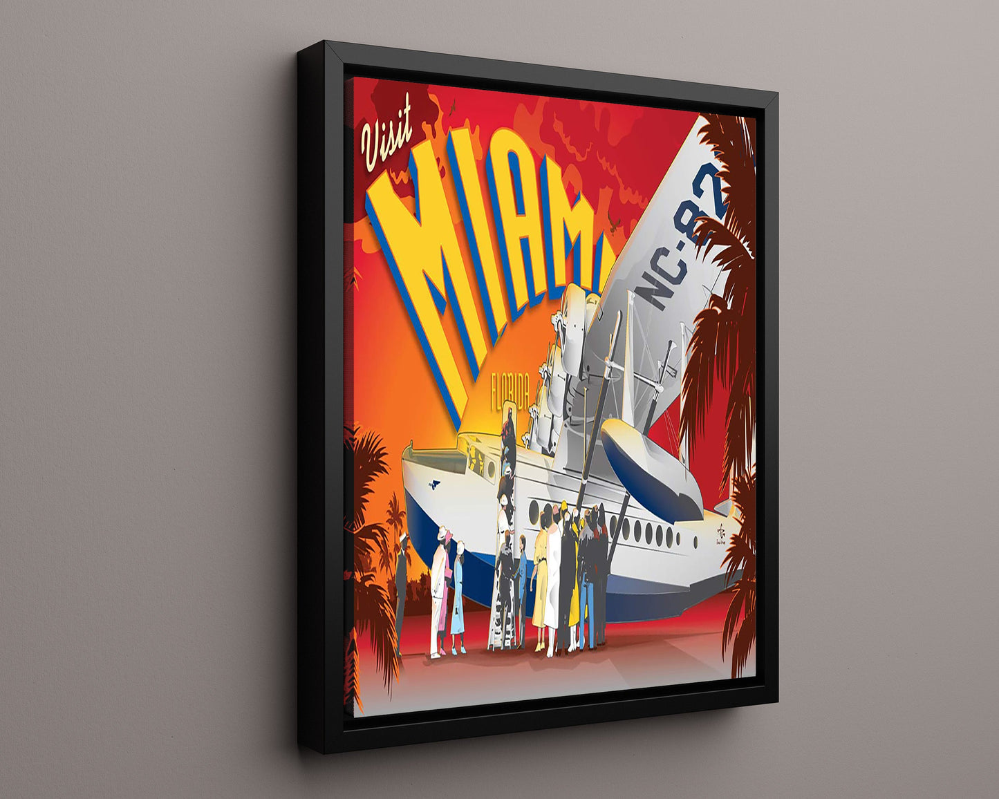 Classic Travel Poster - Miami - Pan Am Seaplane