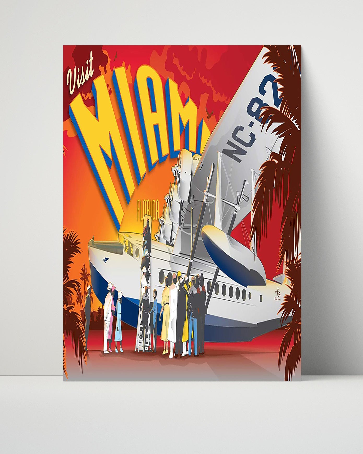 Classic Travel Poster - Miami - Pan Am Seaplane