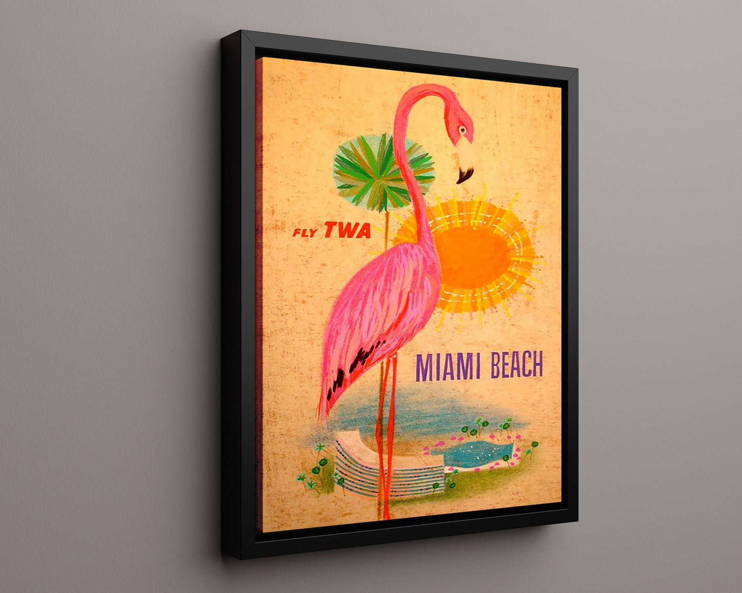Classic Travel Poster - Miami - TWA Flamingo