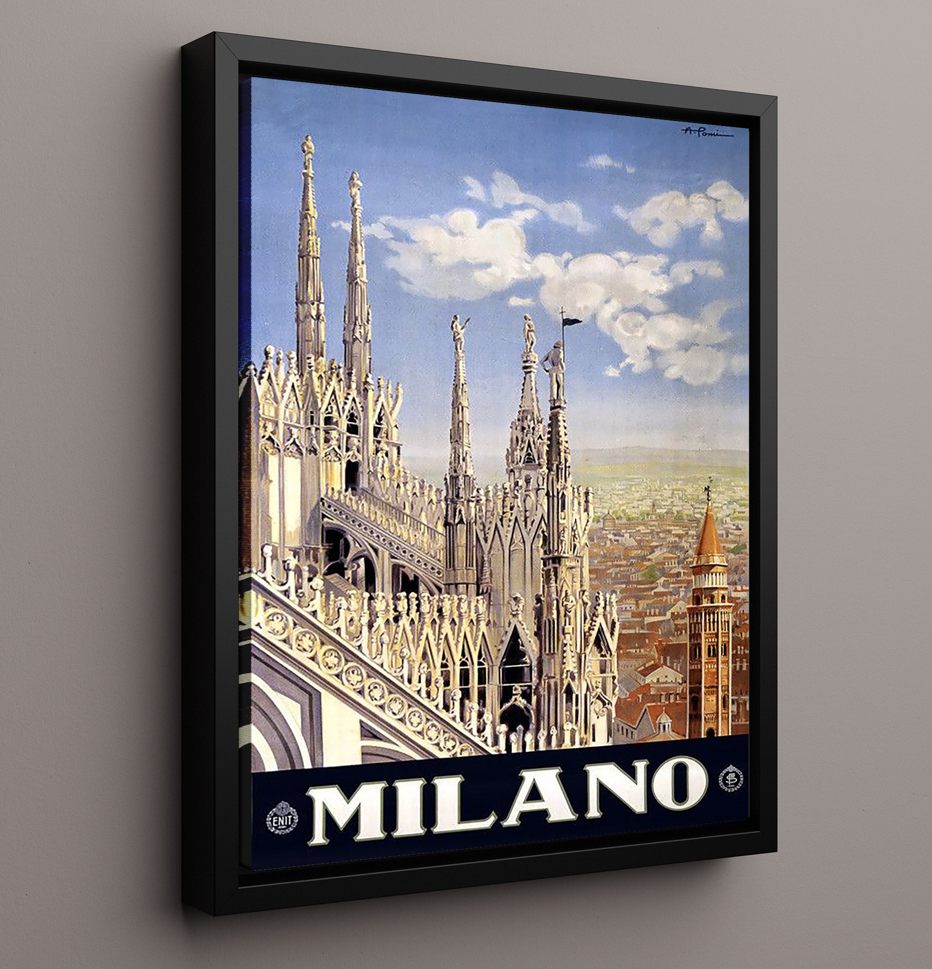 Milan Duomo di Milano Vintage Travel Print 16x20 Framed Canvas travel wall art print