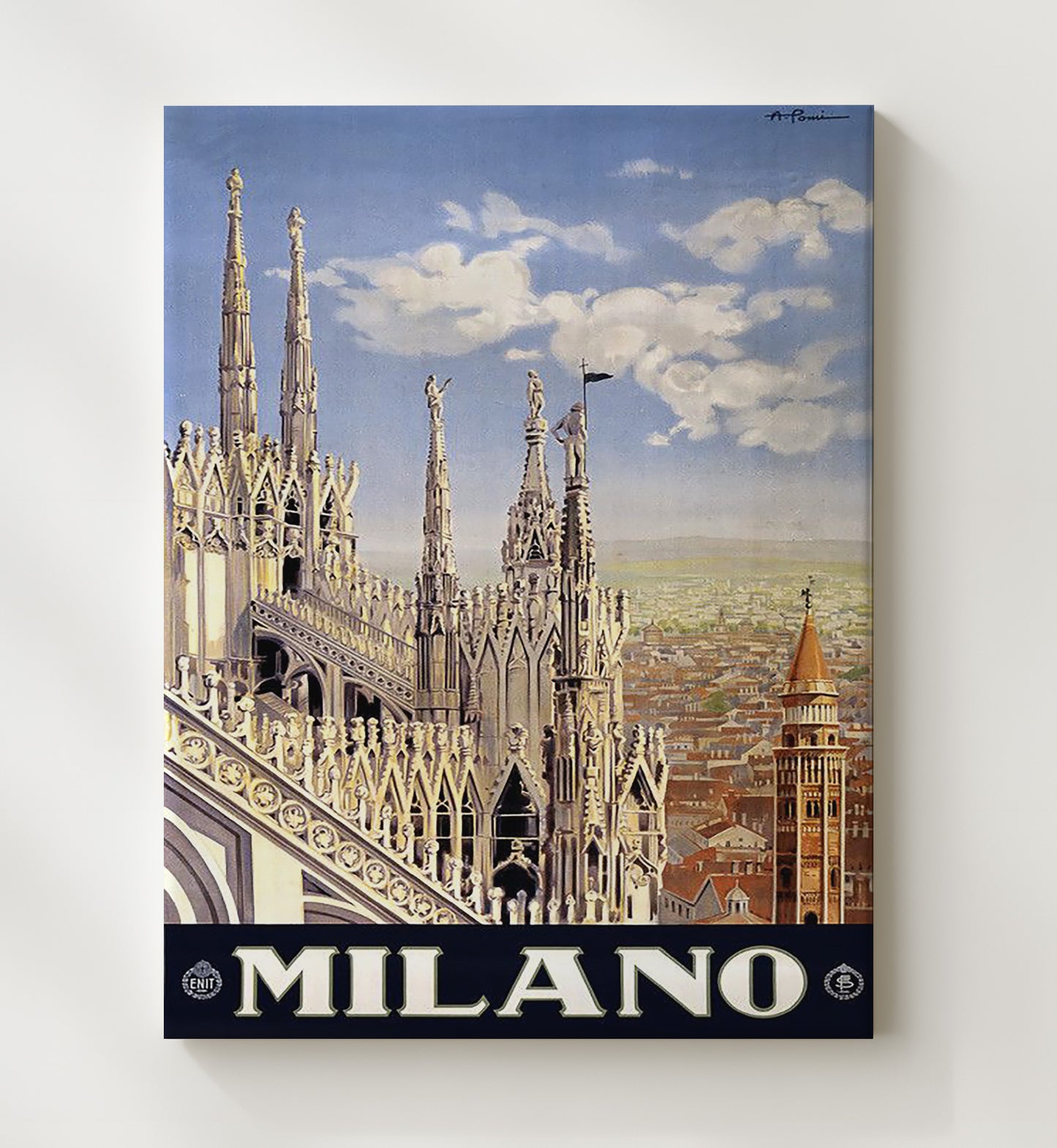 Milan Duomo di Milano Vintage Travel Print 20x24 Canvas travel wall art print