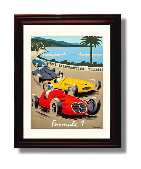 Monaco Formula 1 Vintage Travel Print 8x10 Beveled Frame travel wall art print