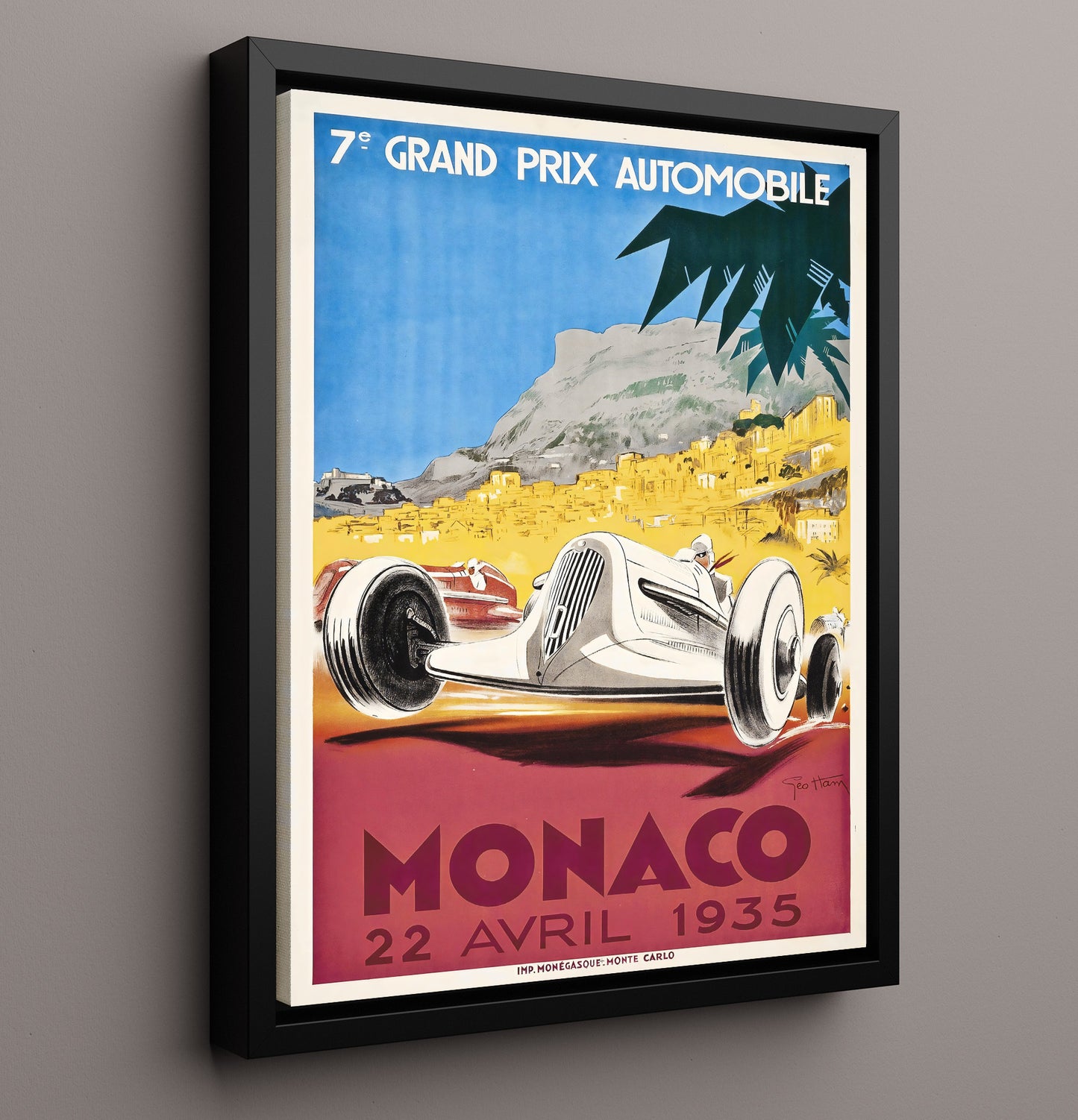 Monaco Grand Prix Vintage Travel Print 16x20 Framed Canvas travel wall art print