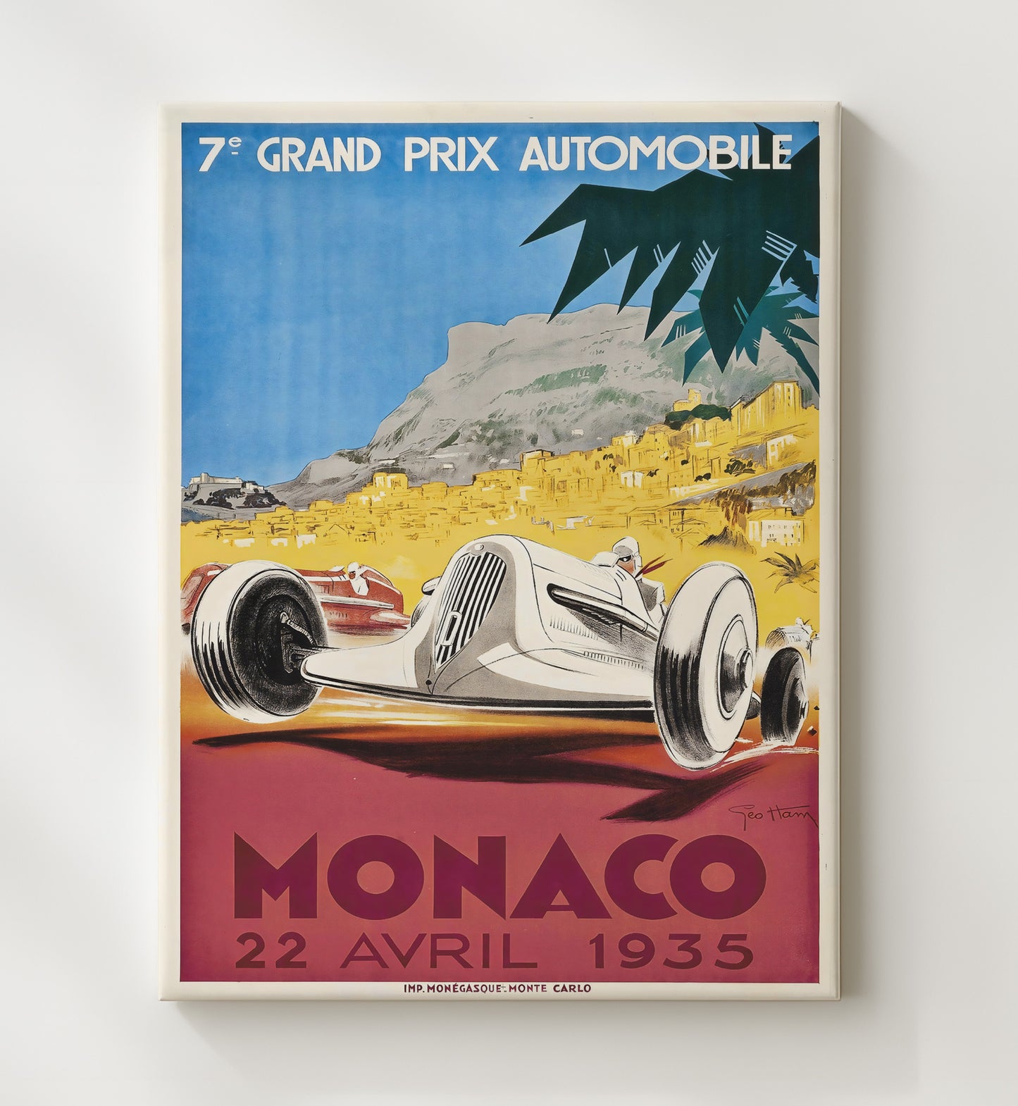 Monaco Grand Prix Vintage Travel Print 20x24 Canvas travel wall art print