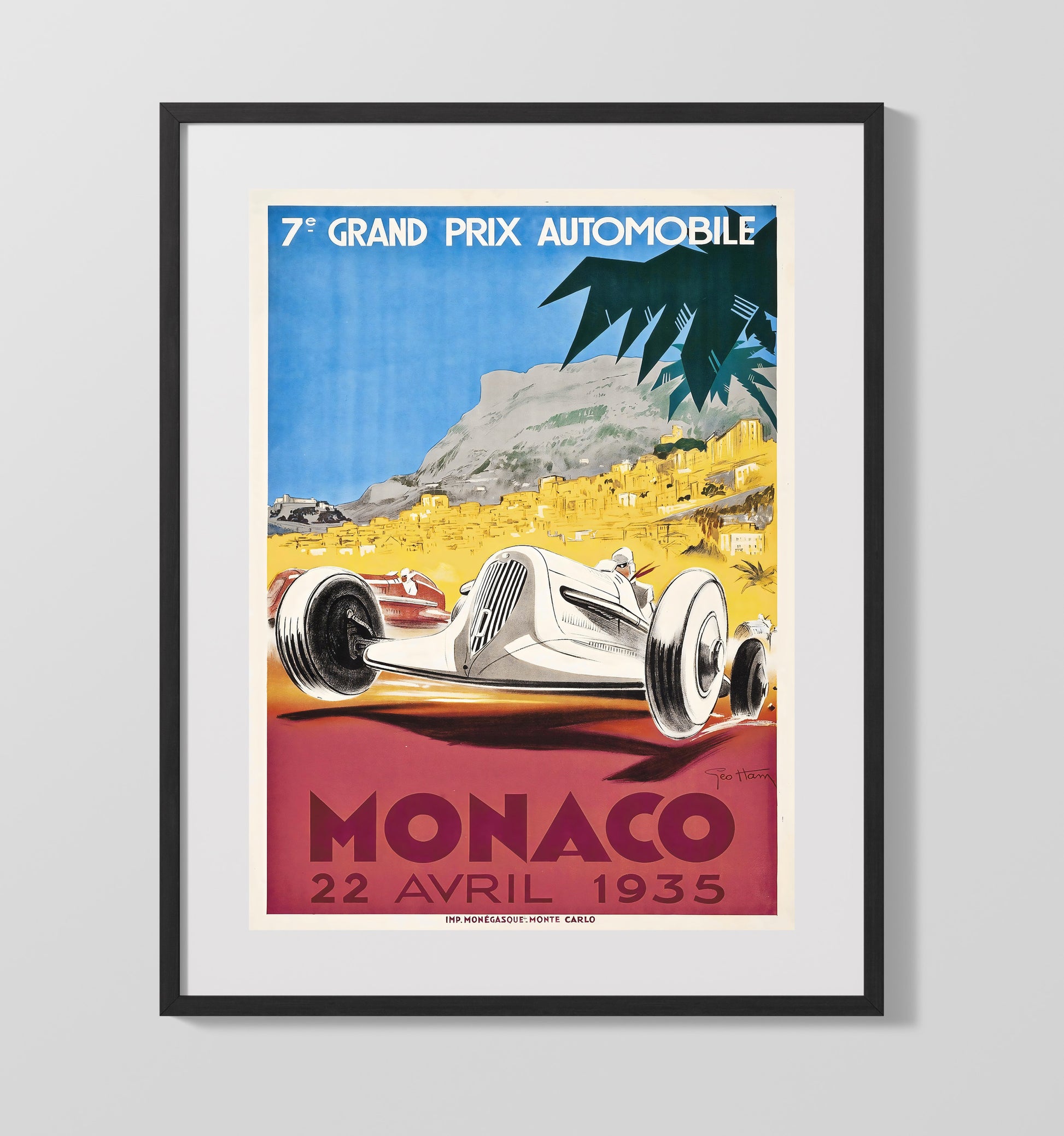 Monaco Grand Prix Vintage Travel Print 16x20 Gallery Frame travel wall art print