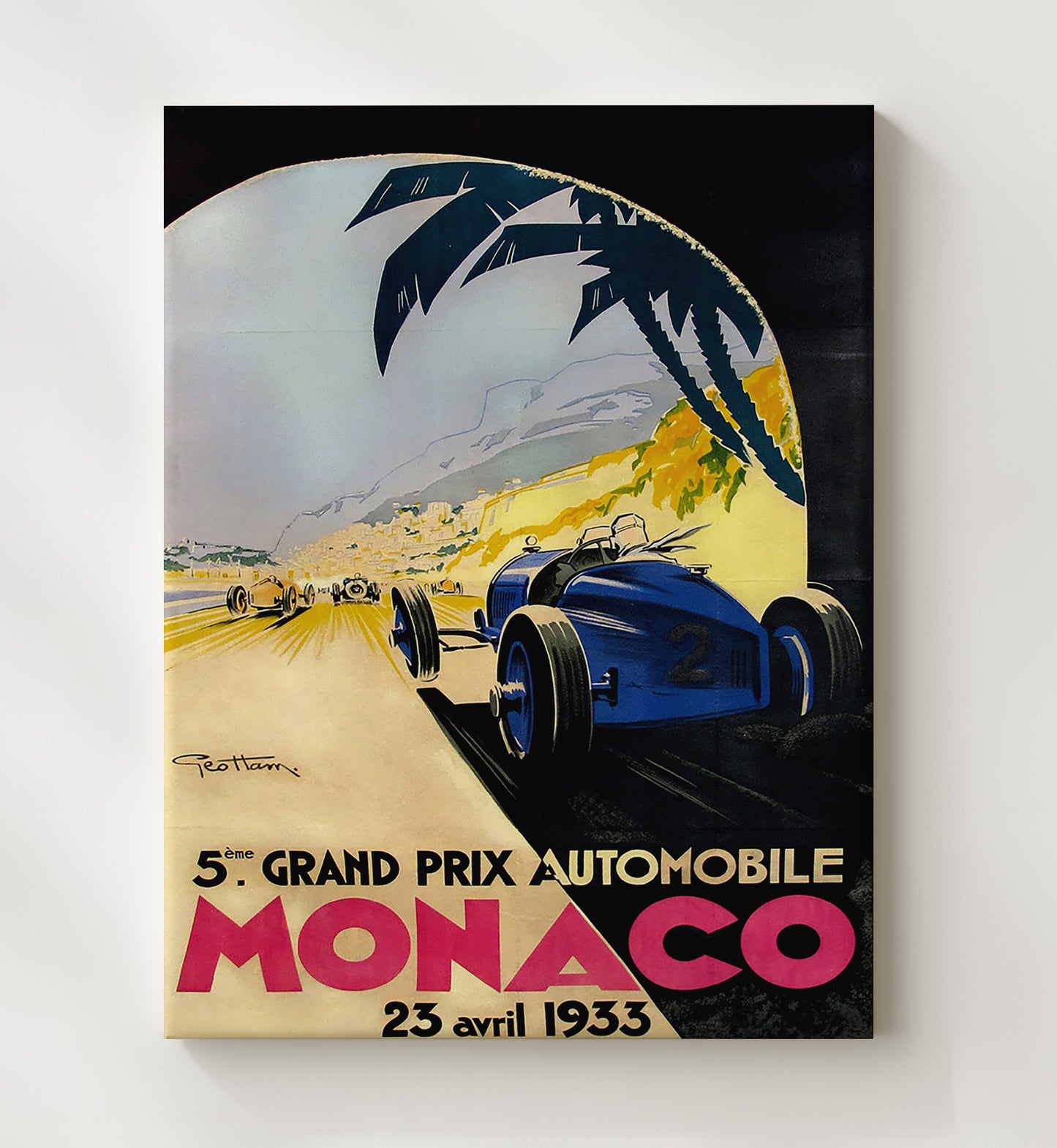 Monaco Grand Prix 1933 Vintage Travel Print 20x24 Canvas travel wall art print