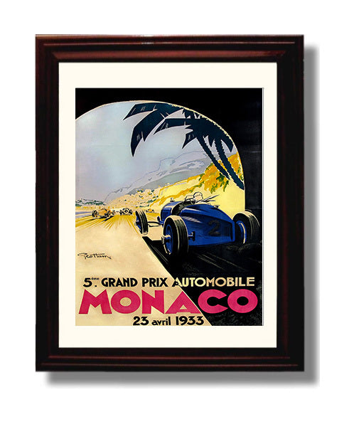 Monaco Grand Prix 1933 travel poster wall art 8x10 Canvas
