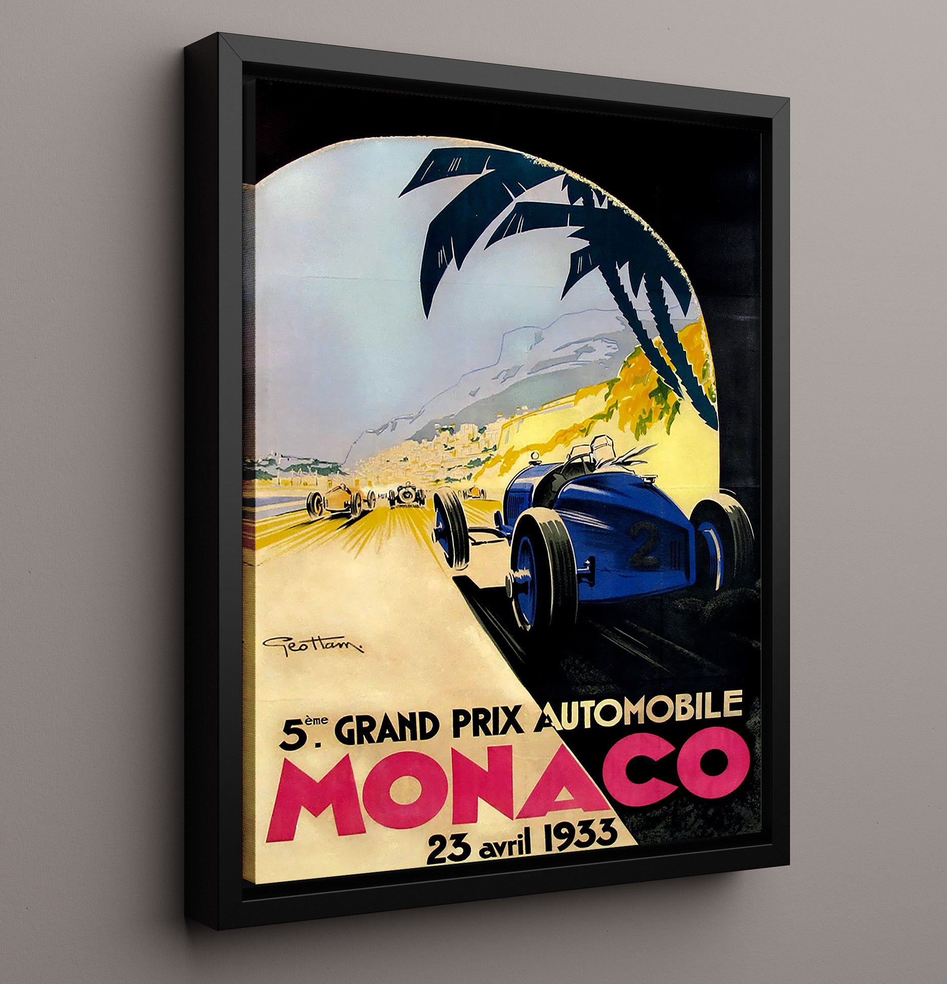 Monaco Grand Prix 1933 Vintage Travel Print 16x20 Framed Canvas travel wall art print