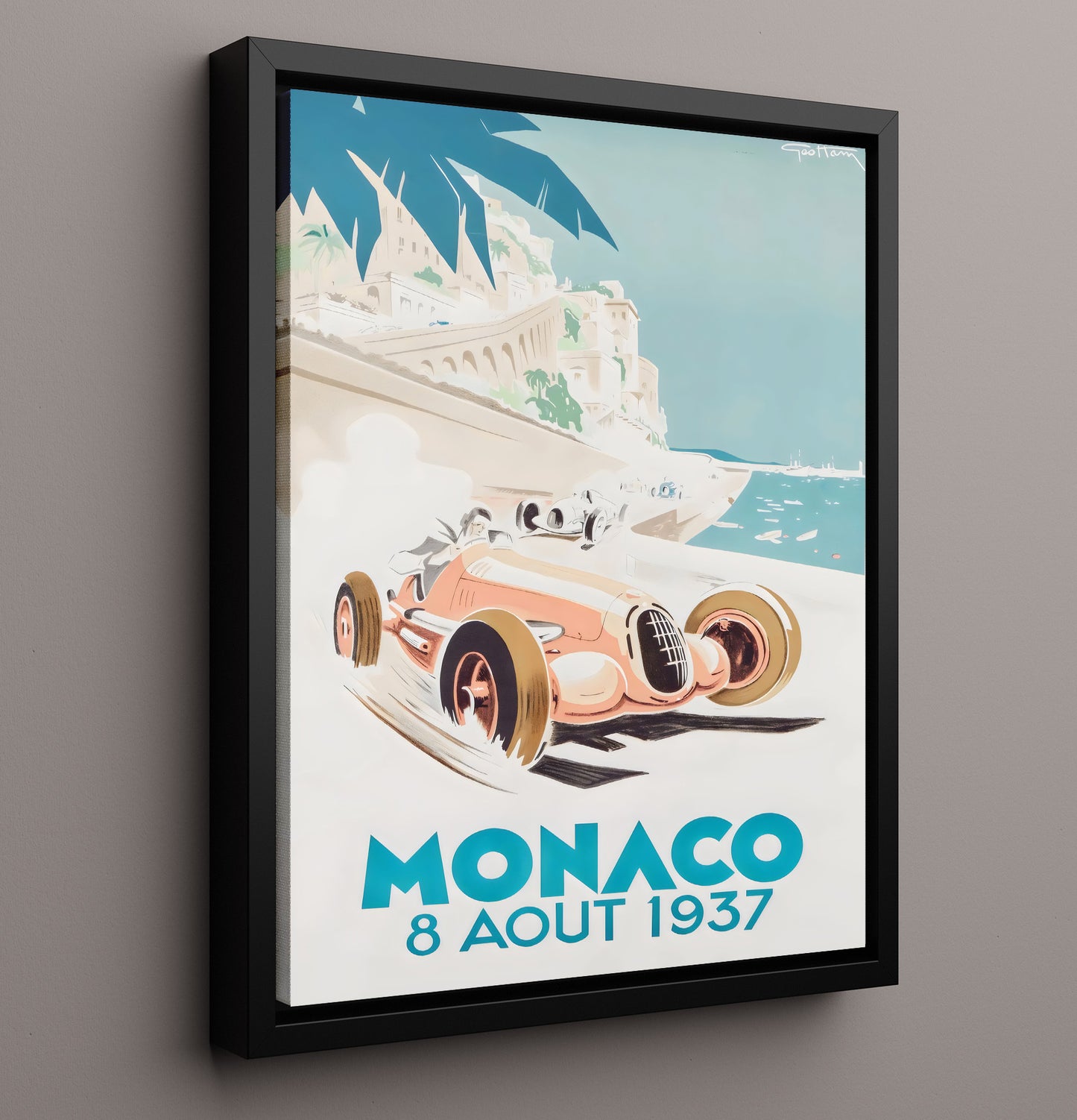 Monaco Grand Prix 1937 Vintage Travel Print 16x20 Framed Canvas travel wall art print