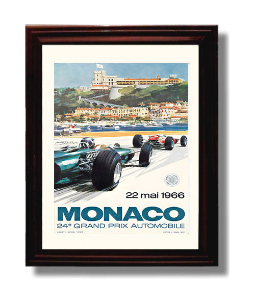 Monaco Grand Prix 1966 travel poster wall art 8x10 Canvas