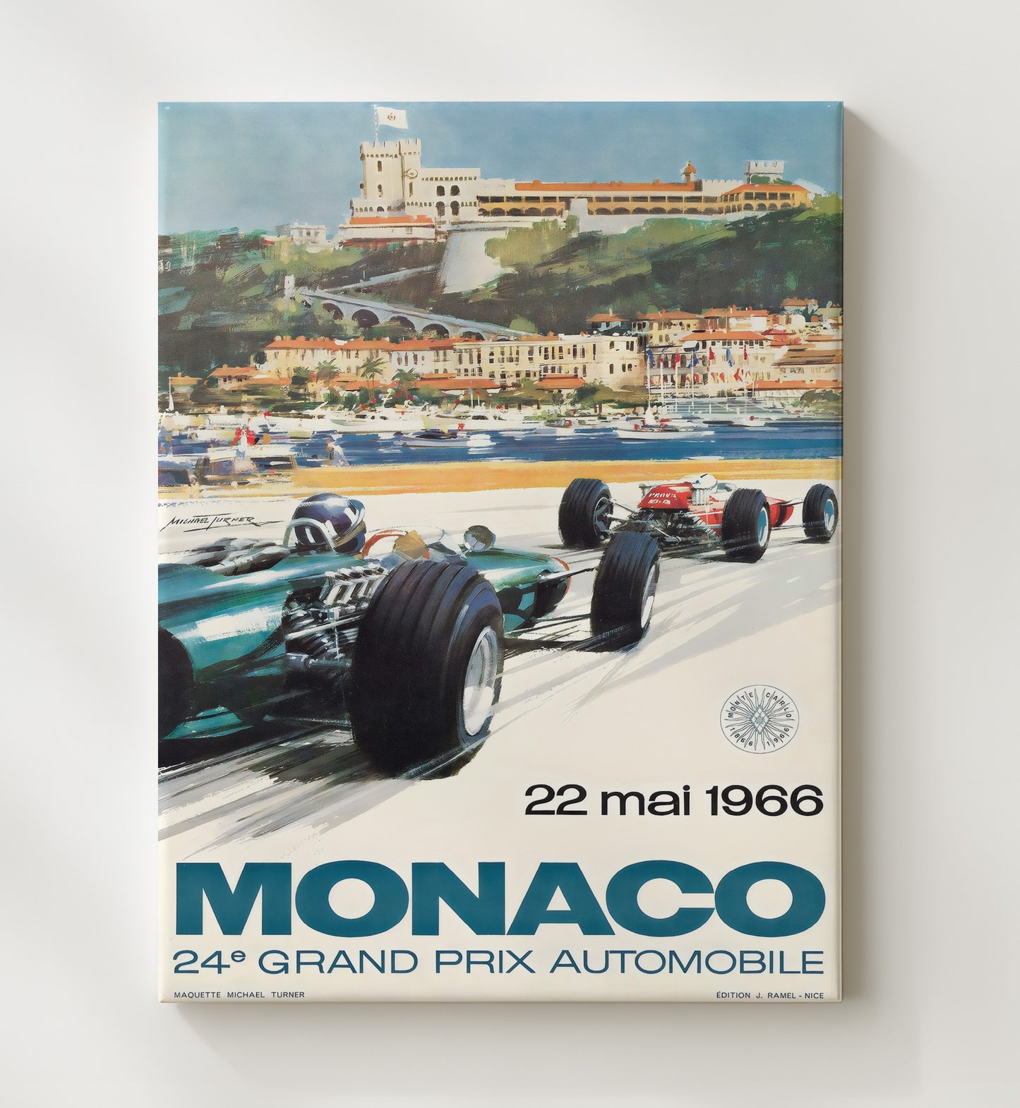 Monaco Grand Prix 1966 Vintage Travel Print 20x24 Canvas travel wall art print