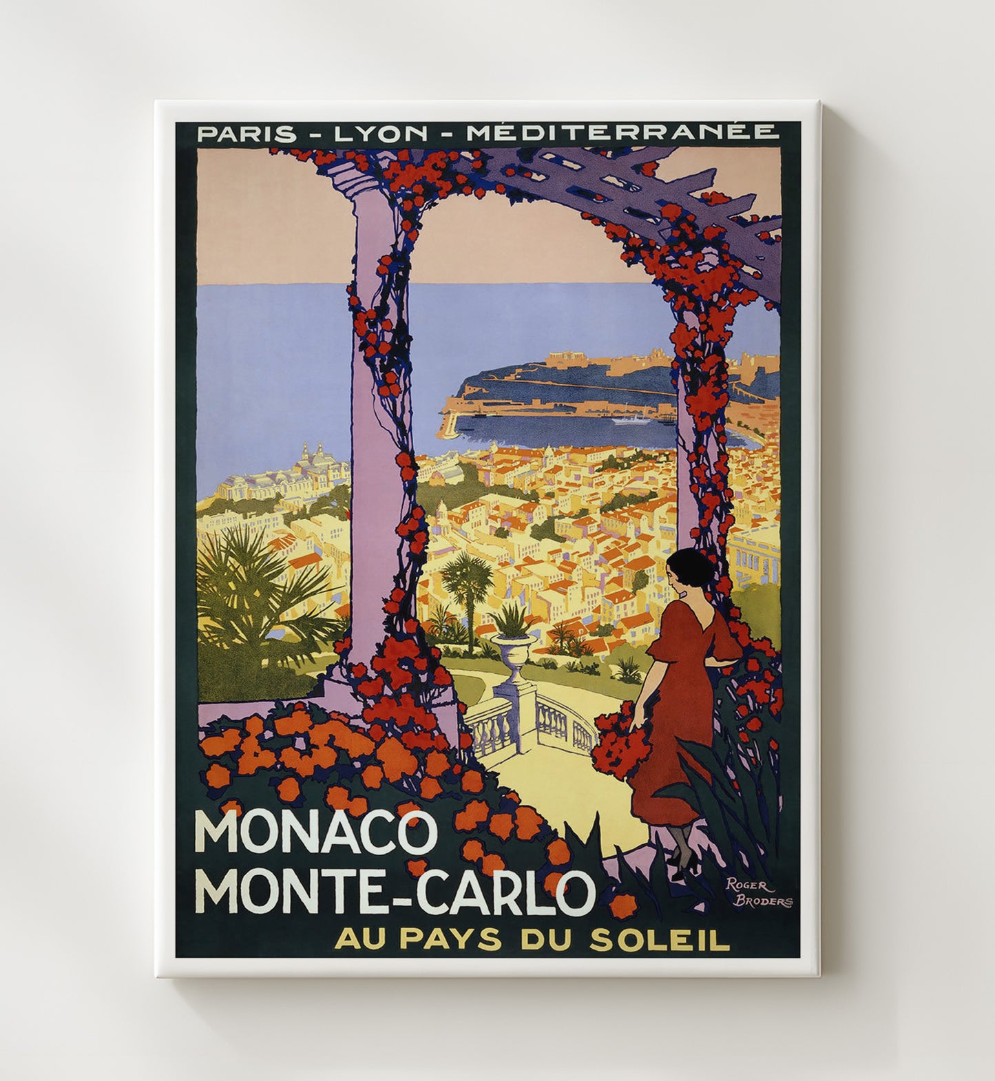 Monaco Monte Carlo Vintage Travel Print 20x24 Canvas travel wall art print