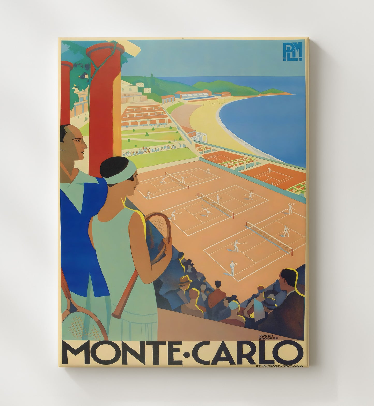 Monaco Monte Carlo Tennis Vintage Travel Print 20x24 Canvas travel wall art print