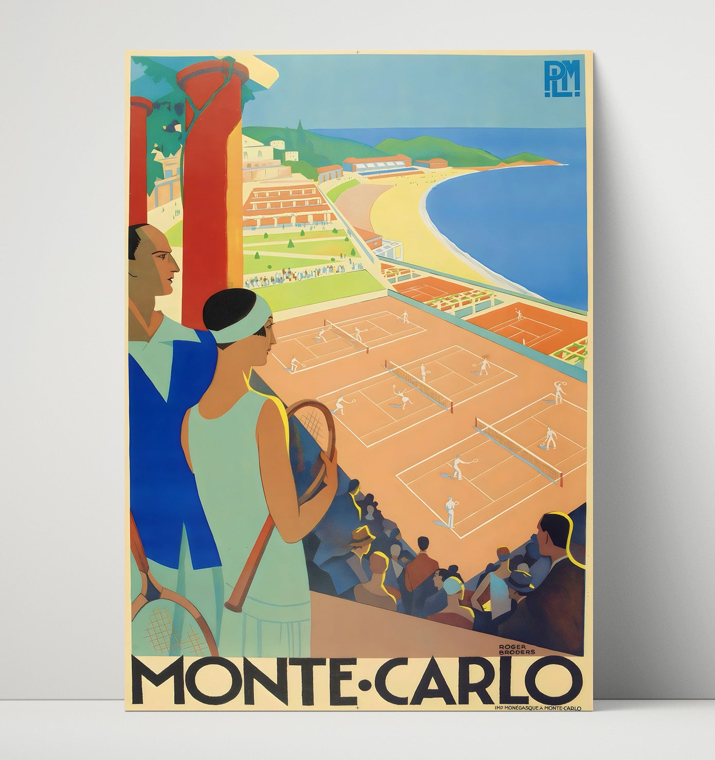 Monaco Monte Carlo Tennis Vintage Travel Print 16x20 Unframed Print travel wall art print