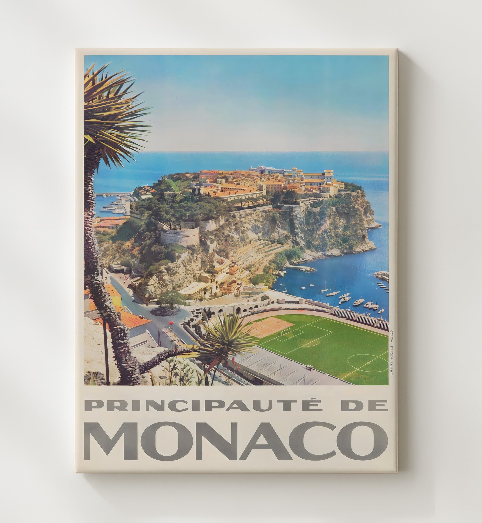 Monaco Principality Vintage Travel Print 20x24 Canvas travel wall art print