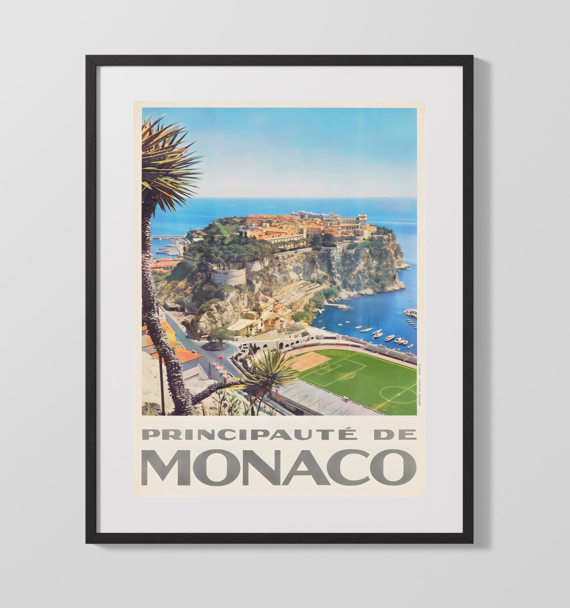 Monaco Principality Vintage Travel Print 16x20 Gallery Frame travel wall art print