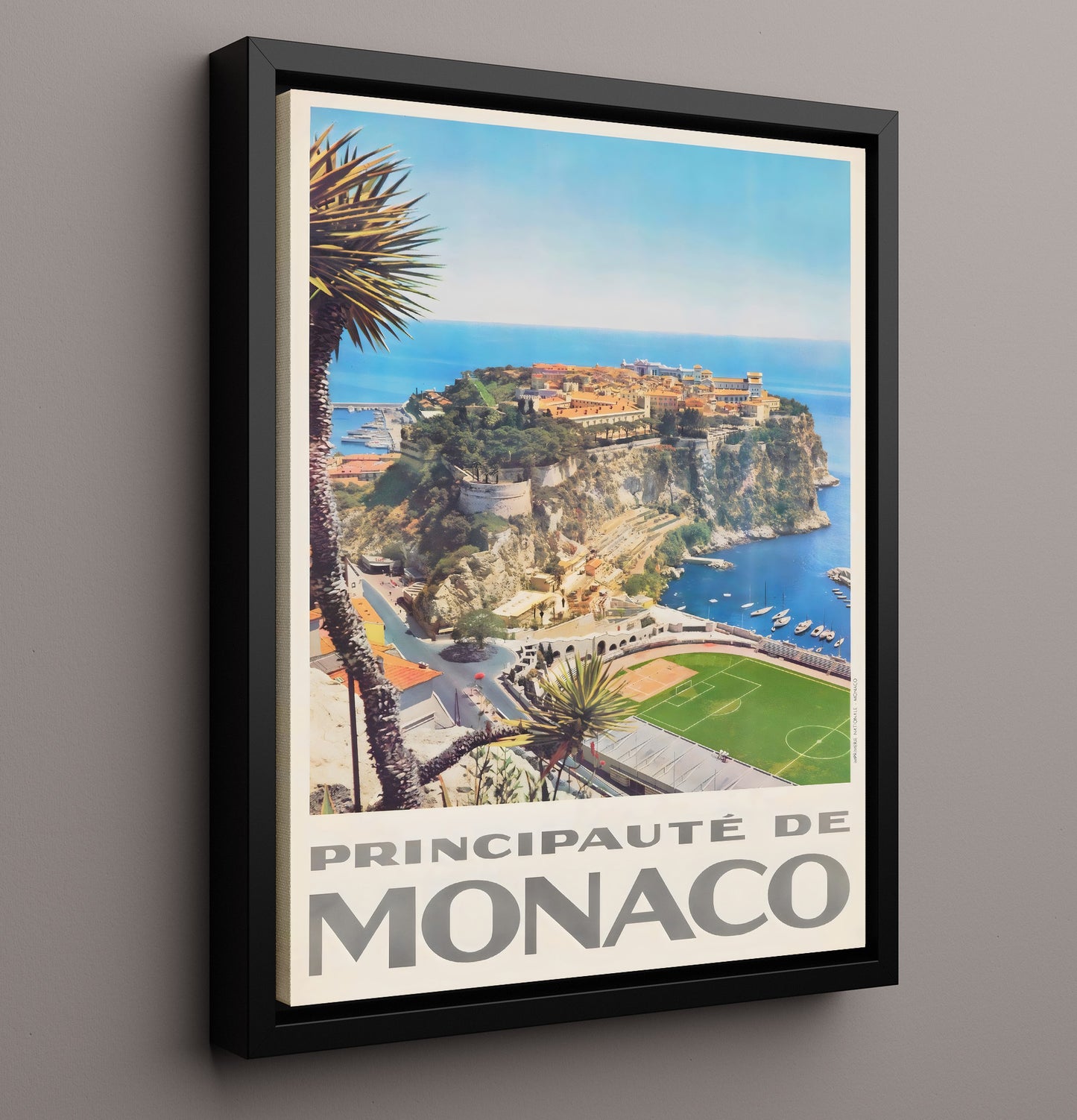 Monaco Principality Vintage Travel Print 16x20 Framed Canvas travel wall art print