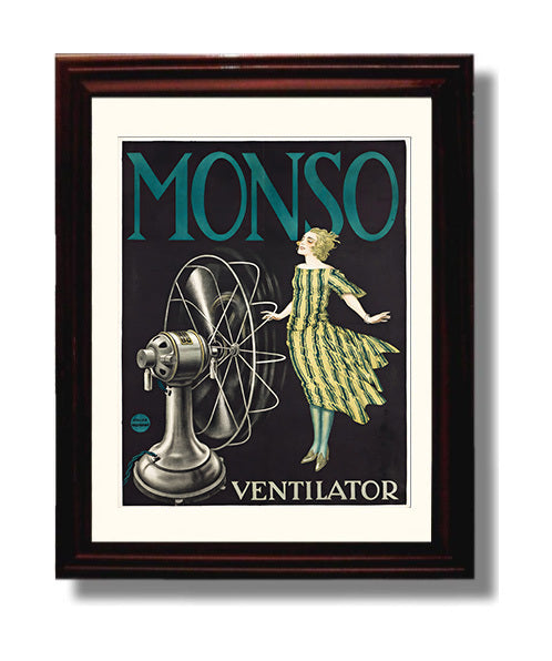 Monso Ventilator Vintage Travel Print 8x10 Beveled Frame travel wall art print