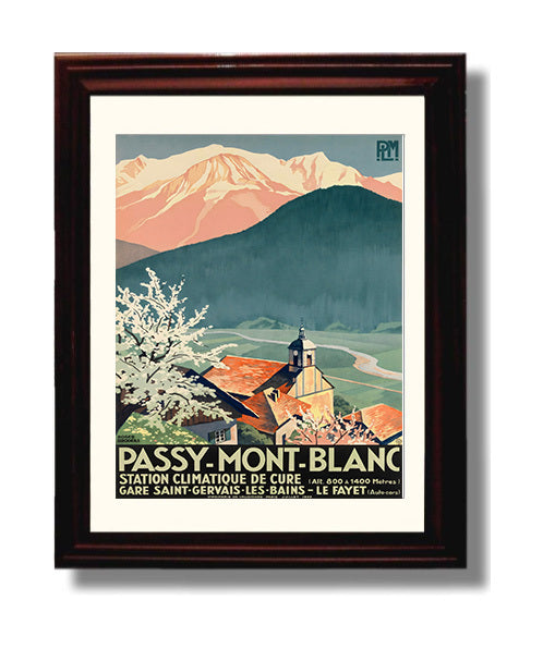 Mont Blanc Passy travel poster wall art 8x10 Canvas