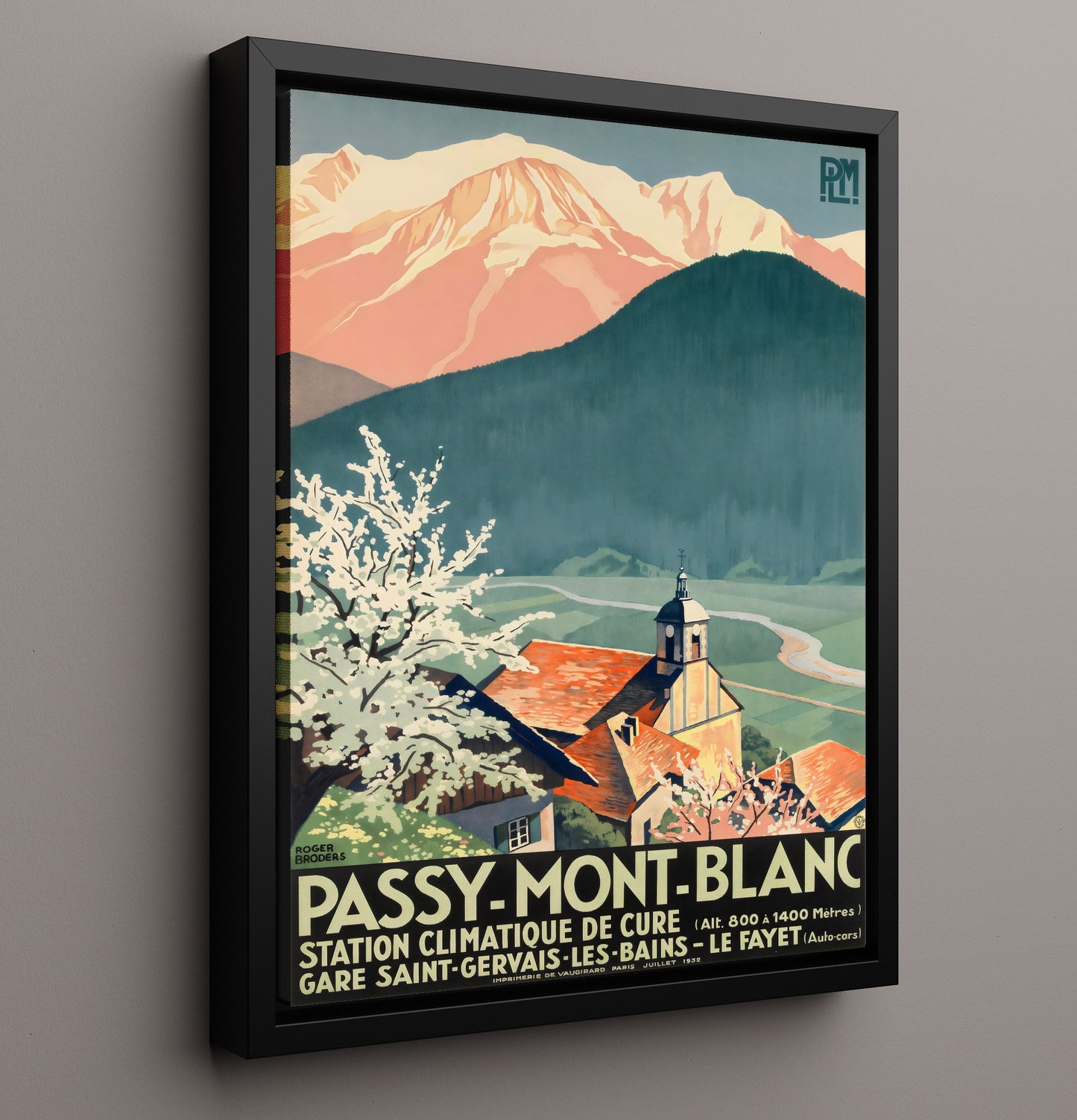 Mont Blanc Passy Vintage Travel Print 16x20 Framed Canvas travel wall art print