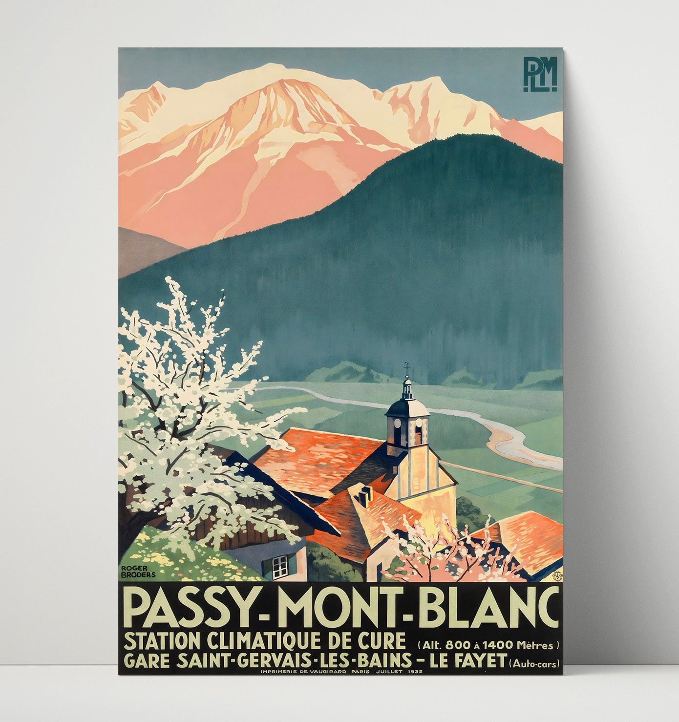 Mont Blanc Passy Vintage Travel Print 16x20 Unframed Print travel wall art print