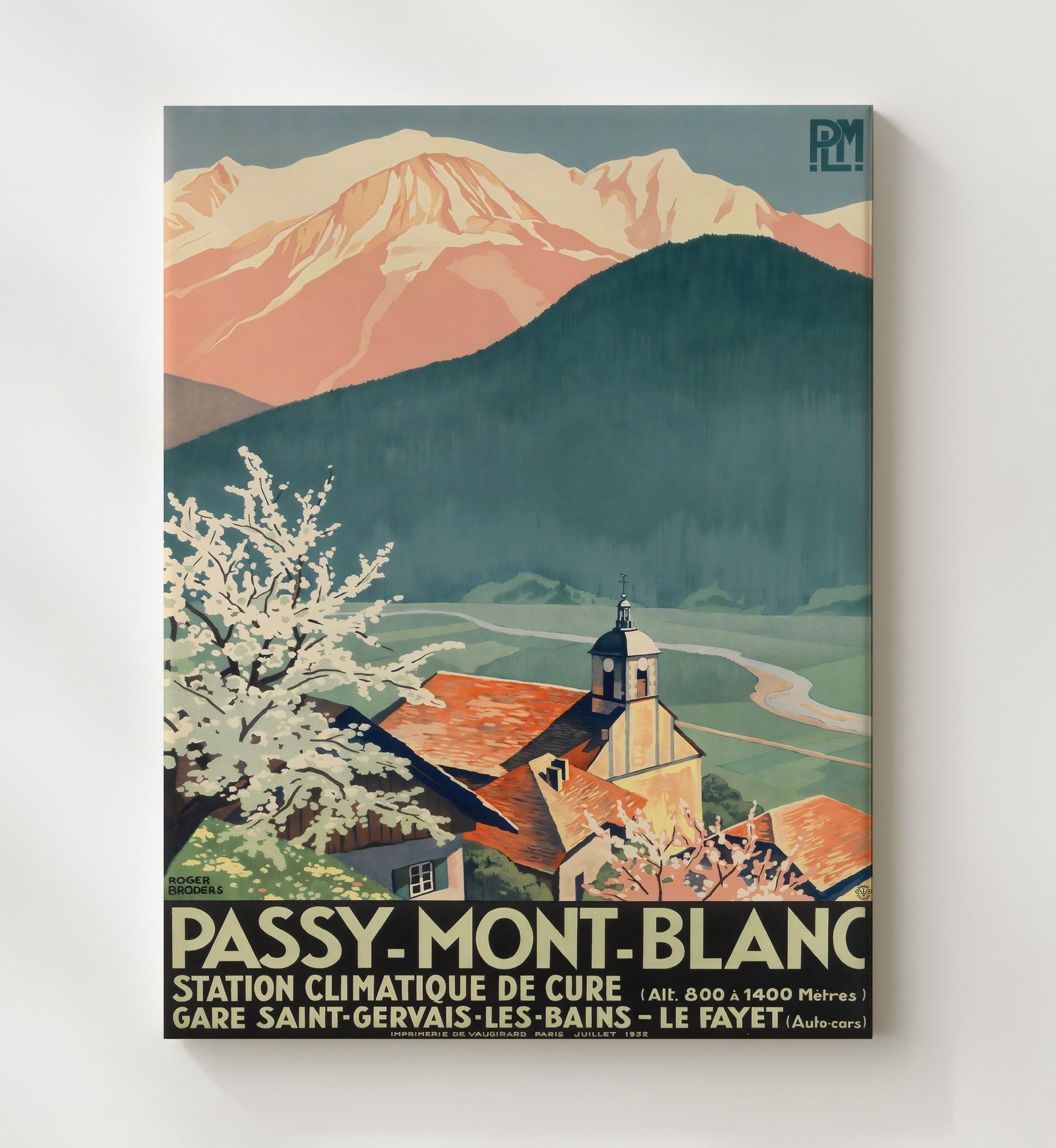 Mont Blanc Passy Vintage Travel Print 20x24 Canvas travel wall art print