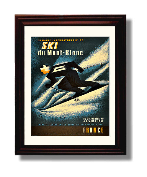 Mont Blanc Ski travel poster wall art 8x10 Canvas