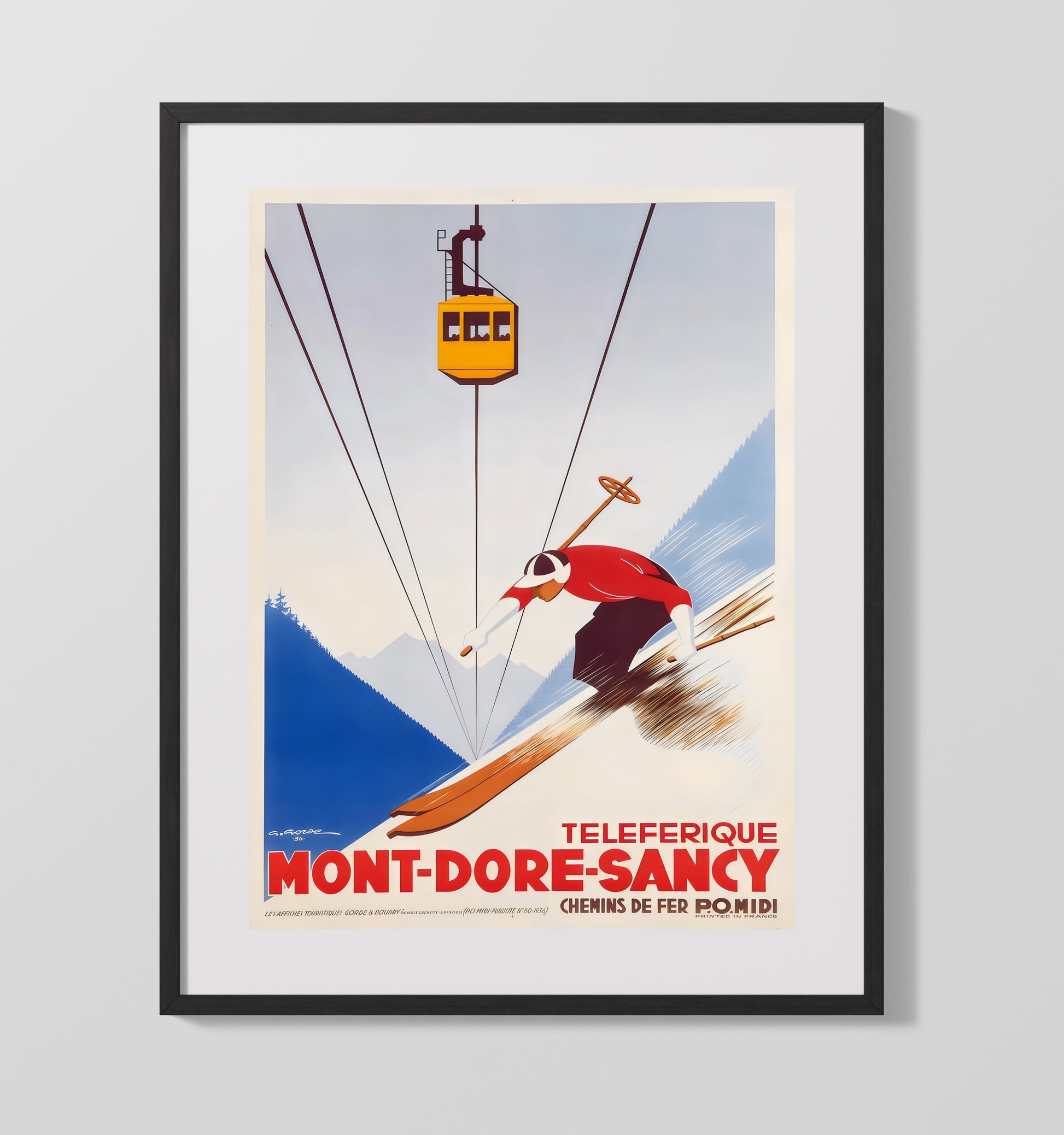 Mont Dore Sancy France Vintage Travel Print 16x20 Gallery Frame travel wall art print