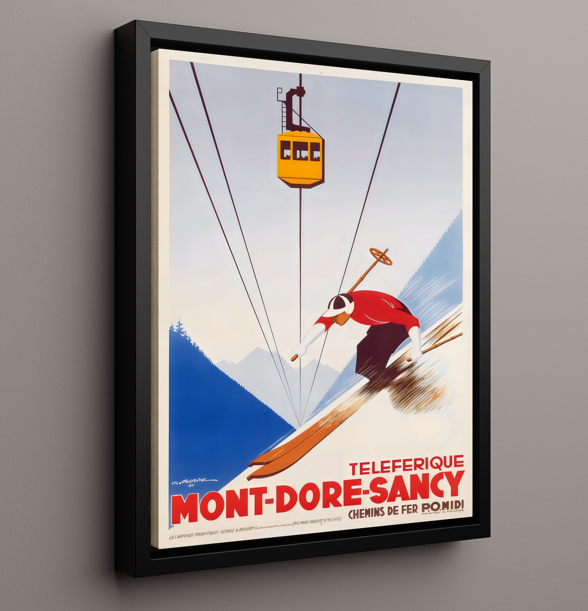 Mont Dore Sancy France Vintage Travel Print 16x20 Framed Canvas travel wall art print