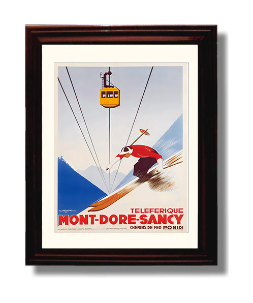 Mont Dore Sancy France Vintage Travel Print 8x10 Beveled Frame travel wall art print
