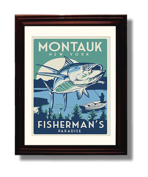Montauk Fishermans Paradise travel poster wall art 8x10 Canvas