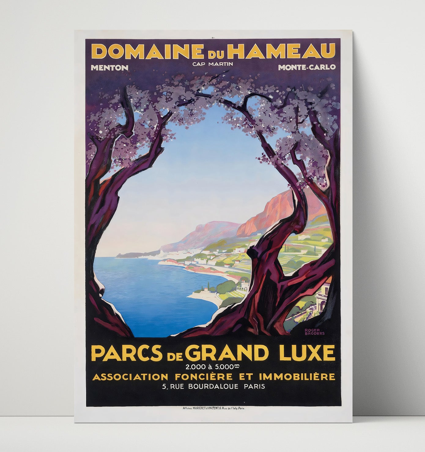 Monte Carlo Domaine du Hameau Vintage Travel Print 16x20 Unframed Print travel wall art print