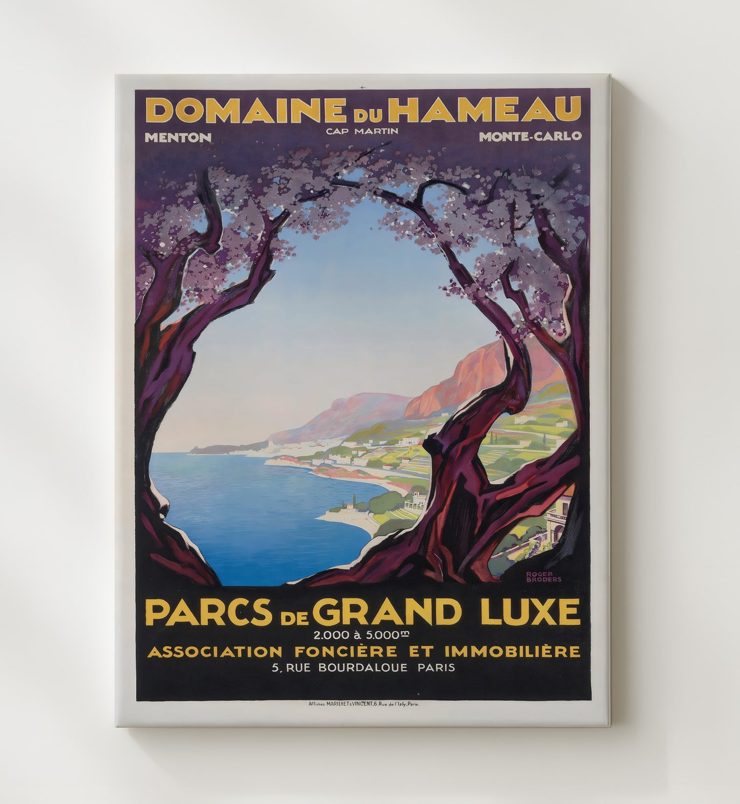 Monte Carlo Domaine du Hameau Vintage Travel Print 20x24 Canvas travel wall art print