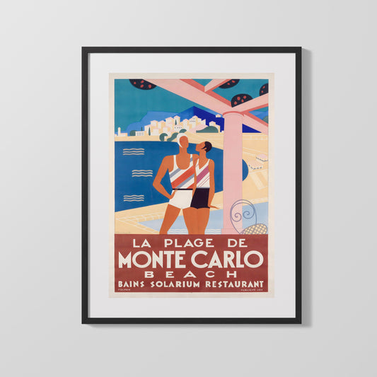 Classic Travel Poster - Monte Carlo - La Plage