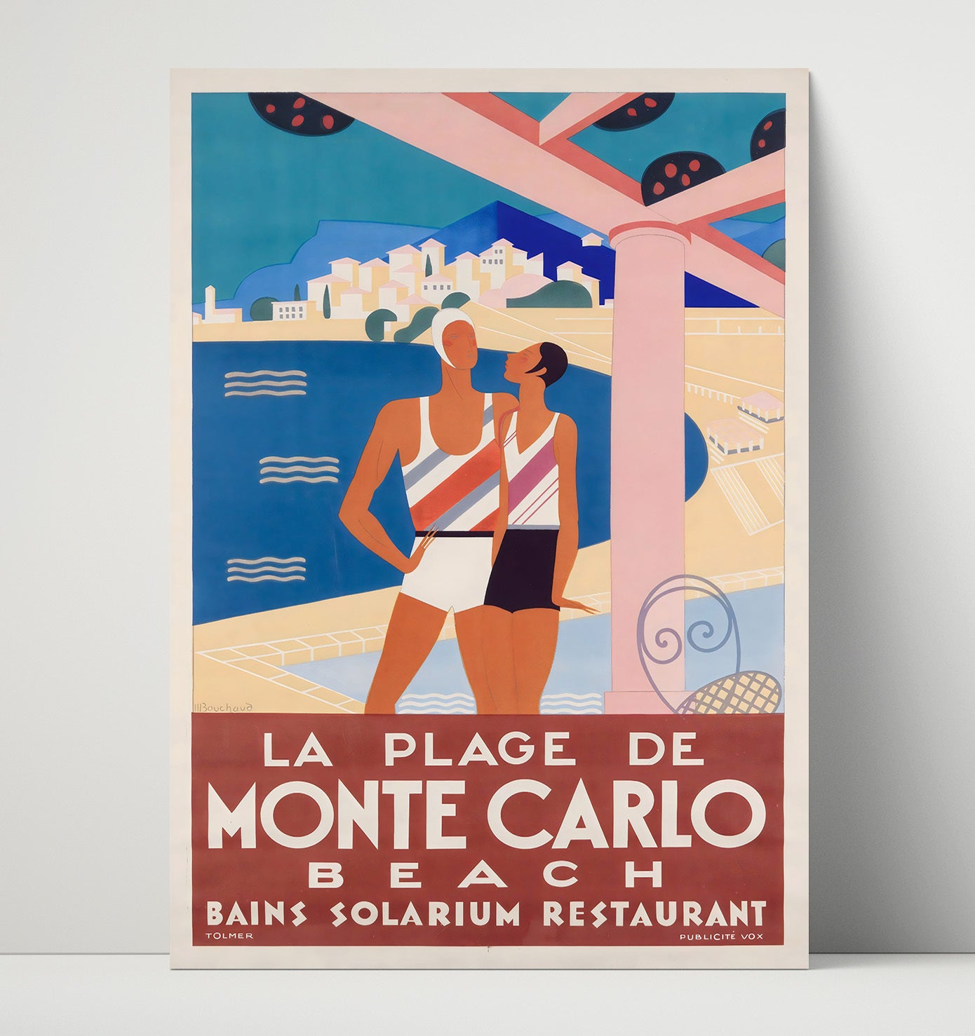Monte Carlo La Plage Vintage Travel Print 16x20 Unframed Print travel wall art print